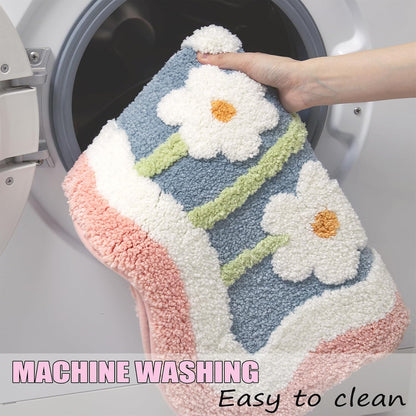 Cute Bath Mat, 32" x 20" Extra Soft Pink Bathroom Rugs, High Absorbent Flower Area Rug, Non Slip Machine Washable Bathroom Mat, Great for Indoor Bathtub Bedroom Floor