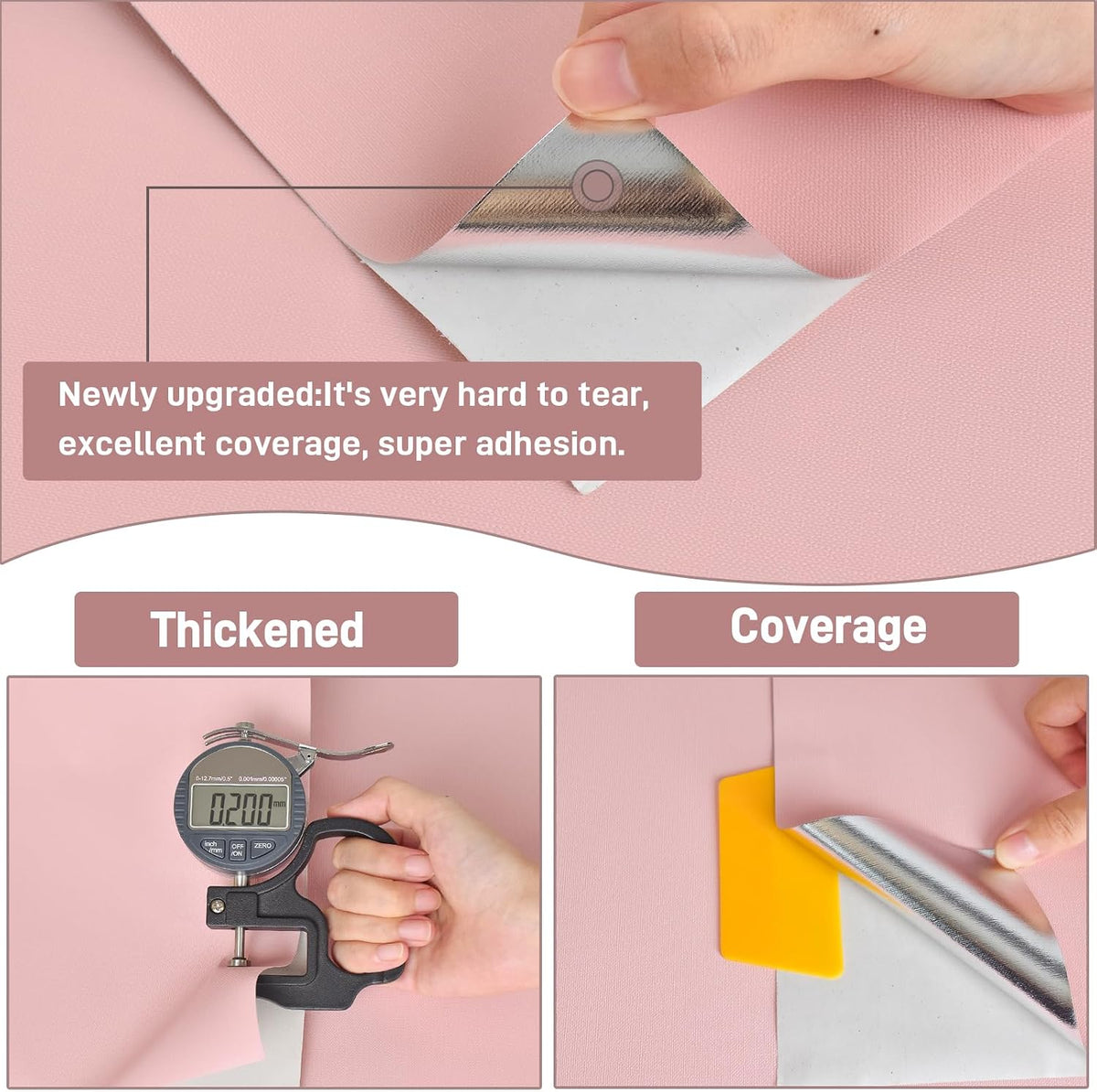 Rugreat Matte Pink Peel and Stick Wallpaper Solid Modern 118inL 15.7inW