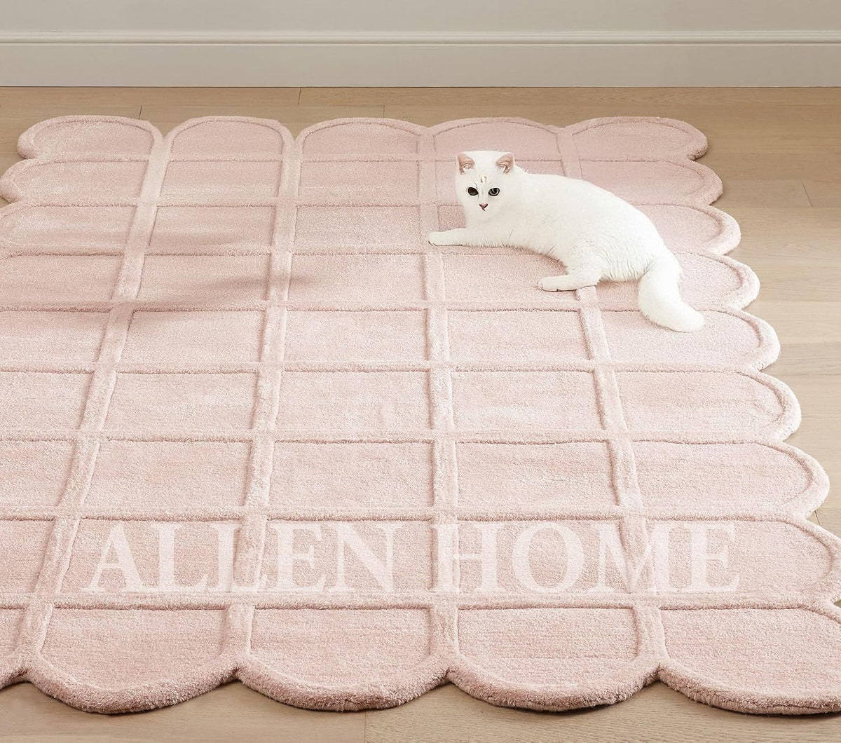Selena Scallop Area Rug – 3’ x 5' – Handmade Wool Area Rugs – Pink – Anti-Skid Rugs for Living Room, Bedroom – Carpets with Non-Slip Natural Backing with 100% Cotton