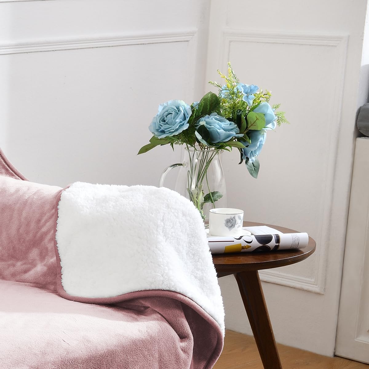 Soft Waterproof Blanket for Bed Couch Sofa, Dusty Pink, 30x40 inches