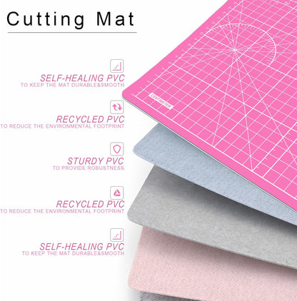 Cutting Mat 9in×12in, Cutting Mats for Crafts, Self Healing Cutting Mat A4, Fabric Cutting Mats Double Side for Sewing, Quilting, Craft Mat for Desktop (Pink), Matting & Mounting Materials
