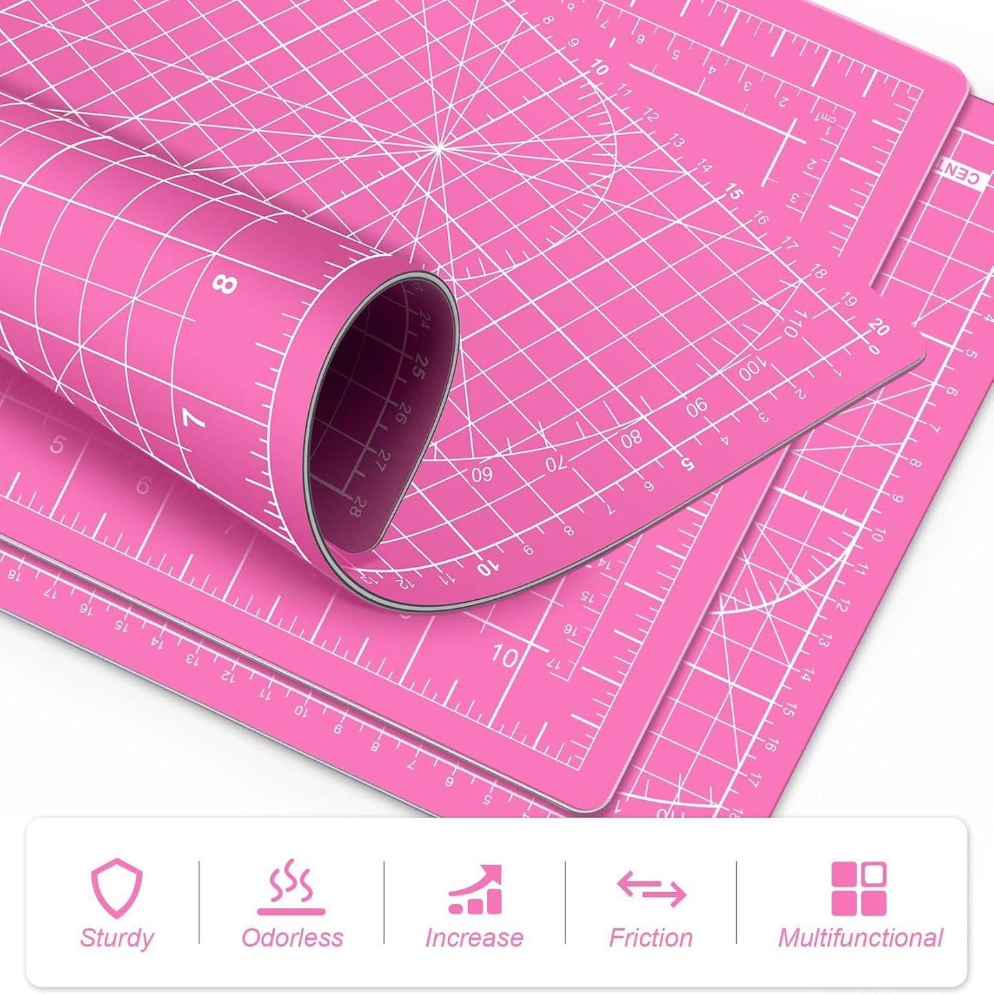Cutting Mat 9in×12in, Cutting Mats for Crafts, Self Healing Cutting Mat A4, Fabric Cutting Mats Double Side for Sewing, Quilting, Craft Mat for Desktop (Pink), Matting & Mounting Materials