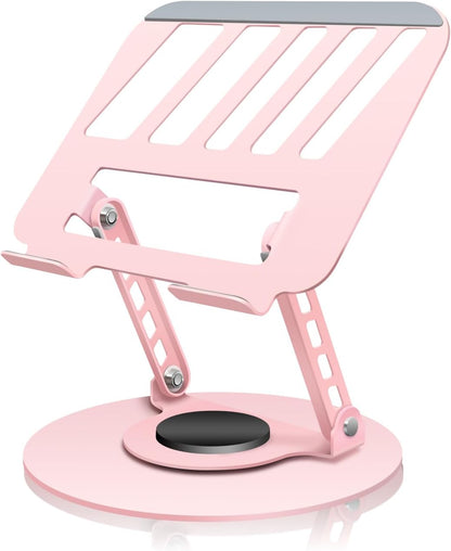 360° Rotating Adjustable Laptop Stand Perfect for Work, Painting,Office,Travel,Home,Fits MacBook & Laptops up to 13-15",Dual Rotary Shaft,Folding Design-Pink