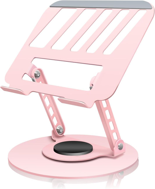 360° Rotating Adjustable Laptop Stand Perfect for Work, Painting,Office,Travel,Home,Fits MacBook & Laptops up to 13-15",Dual Rotary Shaft,Folding Design-Pink