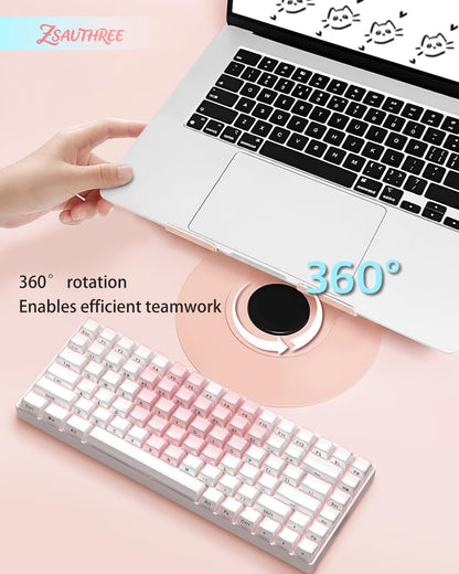 360° Rotating Adjustable Laptop Stand Perfect for Work, Painting,Office,Travel,Home,Fits MacBook & Laptops up to 13-15",Dual Rotary Shaft,Folding Design-Pink