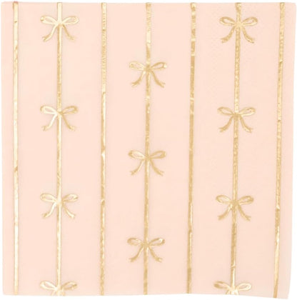 Light Peach Bow Cocktail Napkins, Pack of 20, 5"