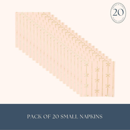 Light Peach Bow Cocktail Napkins, Pack of 20, 5"