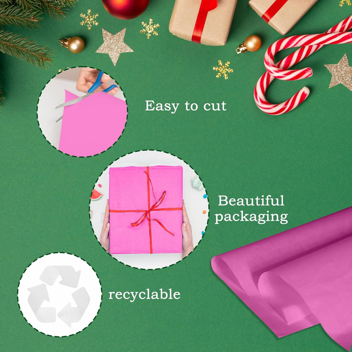 500 Sheets of Pink Tissue for Gift Bags - Bulk Wrapping Tissue, 20 X 30 Inches. Ideal Pink Packaging for Gift Wrap, Filler, Crafts, DIY Projects, Weddings, Birthdays, Baby Showers, Valentine's Day