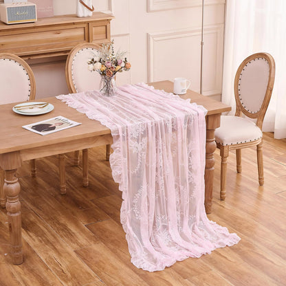 Pink Lace Tablecloth Floral Rectangular Table Cloth 95”x55”