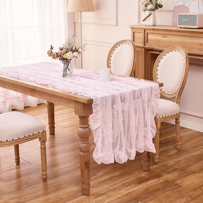 Pink Lace Tablecloth Floral Rectangular Table Cloth 95”x55”