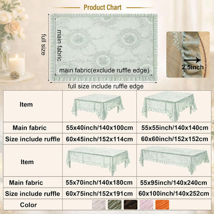 Pink Lace Tablecloth Floral Rectangular Table Cloth 95”x55”