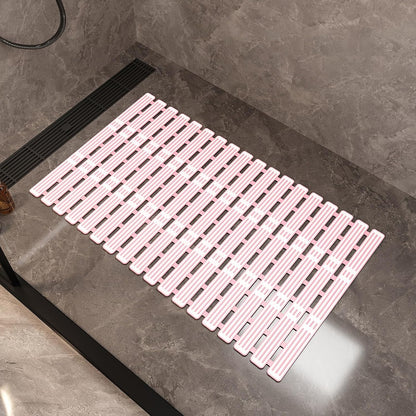Non-Slip Shower Mat,Non-Slip Floor Mat with Suction Cups,Wall-Attachable for Storage and Customizable Size, Suitable for Bathrooms and Spa Environments(Pink,68x40cm/26.8x15.7in)
