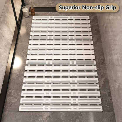 Non-Slip Shower Mat,Non-Slip Floor Mat with Suction Cups,Wall-Attachable for Storage and Customizable Size, Suitable for Bathrooms and Spa Environments(Pink,68x40cm/26.8x15.7in)