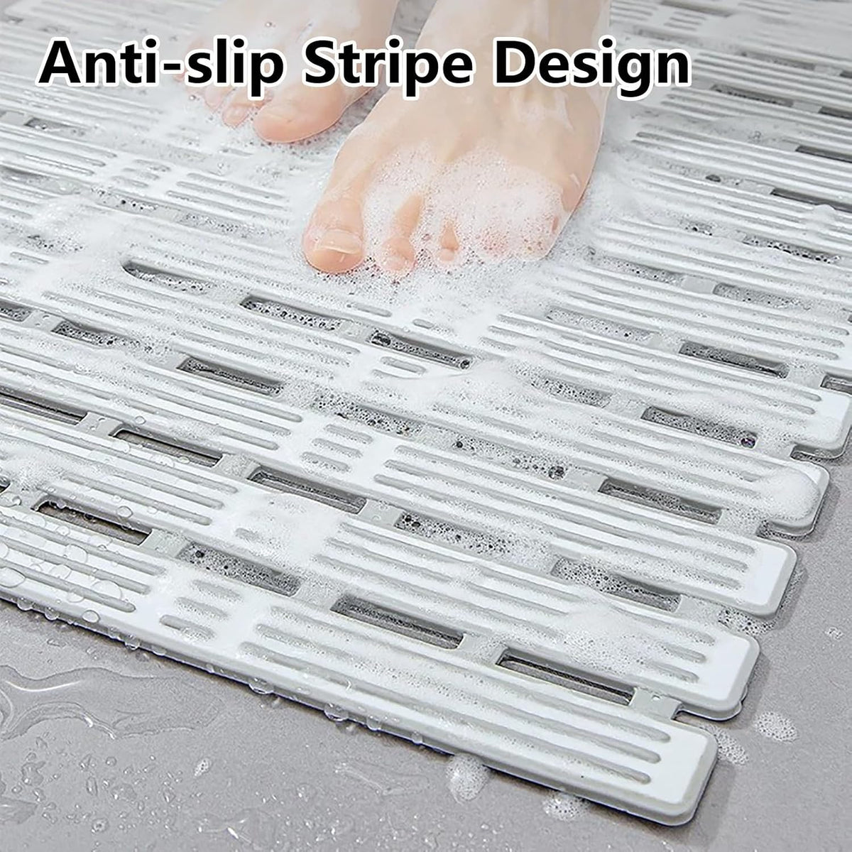 Non-Slip Shower Mat,Non-Slip Floor Mat with Suction Cups,Wall-Attachable for Storage and Customizable Size, Suitable for Bathrooms and Spa Environments(Pink,68x40cm/26.8x15.7in)