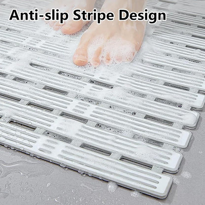Non-Slip Shower Mat,Non-Slip Floor Mat with Suction Cups,Wall-Attachable for Storage and Customizable Size, Suitable for Bathrooms and Spa Environments(Pink,68x40cm/26.8x15.7in)