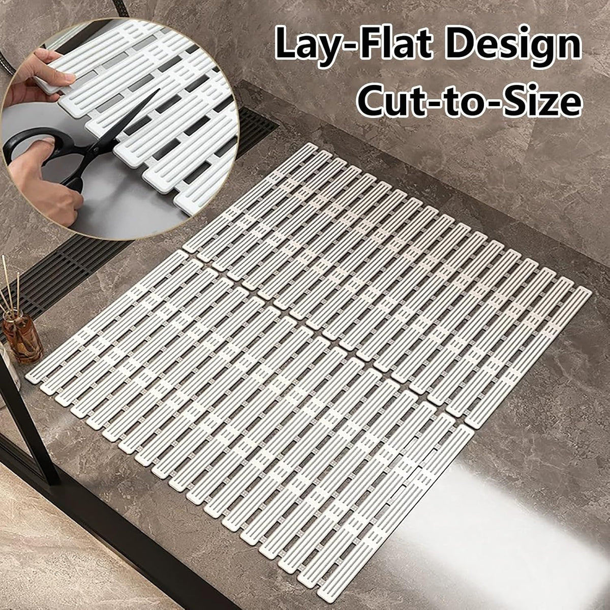 Non-Slip Shower Mat,Non-Slip Floor Mat with Suction Cups,Wall-Attachable for Storage and Customizable Size, Suitable for Bathrooms and Spa Environments(Pink,68x40cm/26.8x15.7in)