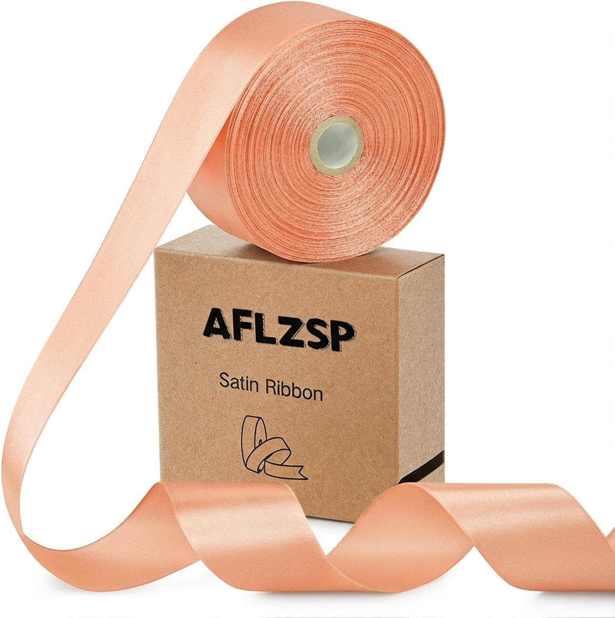 Ribbon for Gift Wrapping, Light Orange Satin Roll for Bows & Eternal Flower Making, Wedding, Halloween, Thanksgiving Decoration, 1-1/2 Inch x 50 Yds.