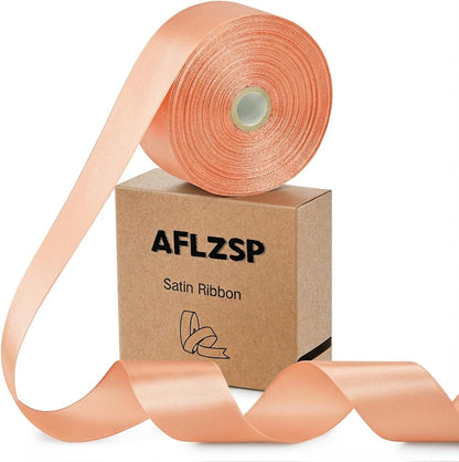 Ribbon for Gift Wrapping, Light Orange Satin Roll for Bows & Eternal Flower Making, Wedding, Halloween, Thanksgiving Decoration, 1-1/2 Inch x 50 Yds.