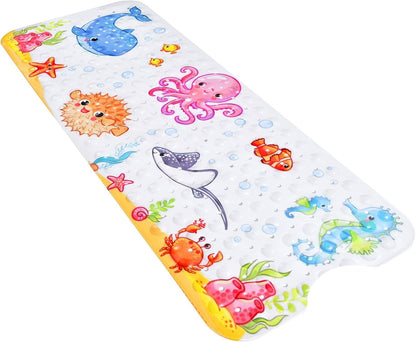 Bathtub Mat Non Slip, Cartoon Bath Tub Mat, 40" x 16", Pink Octopus
