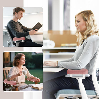 2-Pack Non-Slip Armrest Pads for Office & Gaming Chairs - Ergonomic Forearm Support Pillow for Desk, Computer & Wheelchair, Pressure Relief Cushions (Pink)