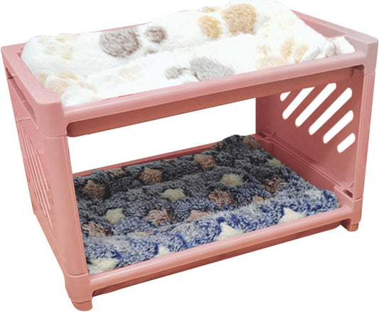 Small Animal Bed House, with Sleeping Mat Bunny Hideout Hut Cave Detachable Pet Shelter Nest for Squirrel Chinchilla Hedgehog Ferret, Pink