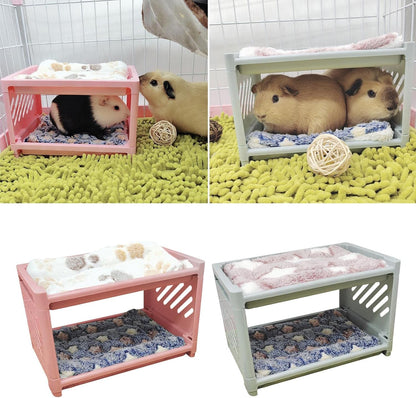 Small Animal Bed House, with Sleeping Mat Bunny Hideout Hut Cave Detachable Pet Shelter Nest for Squirrel Chinchilla Hedgehog Ferret, Pink