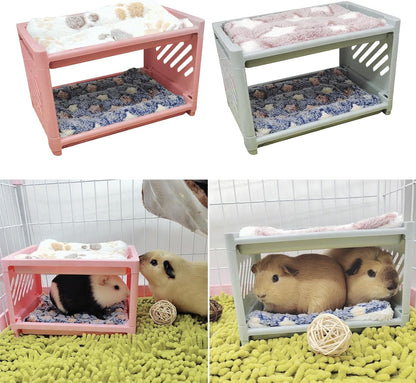 Small Animal Bed House, with Sleeping Mat Bunny Hideout Hut Cave Detachable Pet Shelter Nest for Squirrel Chinchilla Hedgehog Ferret, Pink