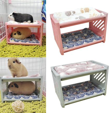 Small Animal Bed House, with Sleeping Mat Bunny Hideout Hut Cave Detachable Pet Shelter Nest for Squirrel Chinchilla Hedgehog Ferret, Pink