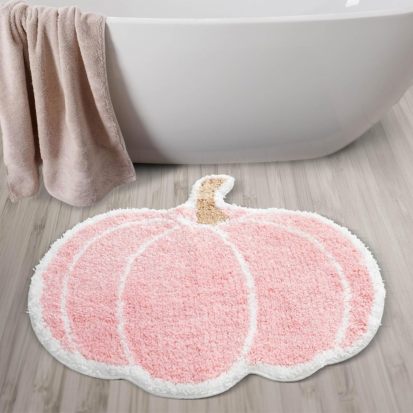 Fall Pumpkin Rug Bath Mat 26"x24" Halloween Plush Bath Rug, Pink