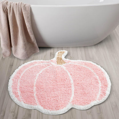 Fall Pumpkin Rug Bath Mat 26"x24" Halloween Plush Bath Rug, Pink