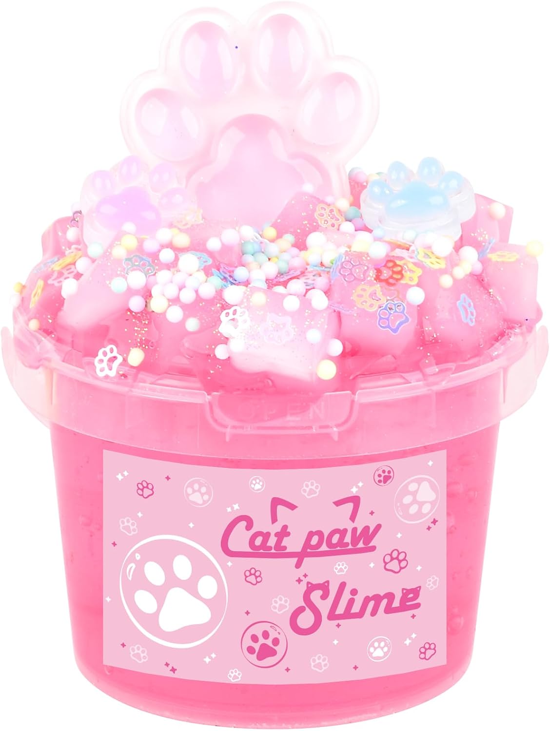 Pink Jelly Crunchy Cat's Paw Slime,Super Soft and Non-Sticky, Great for Birthday Gifts for Girl and Boys,Party Favors,Christmas Stocking Stuffers（300ml）