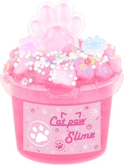 Pink Jelly Crunchy Cat's Paw Slime,Super Soft and Non-Sticky, Great for Birthday Gifts for Girl and Boys,Party Favors,Christmas Stocking Stuffers（300ml）