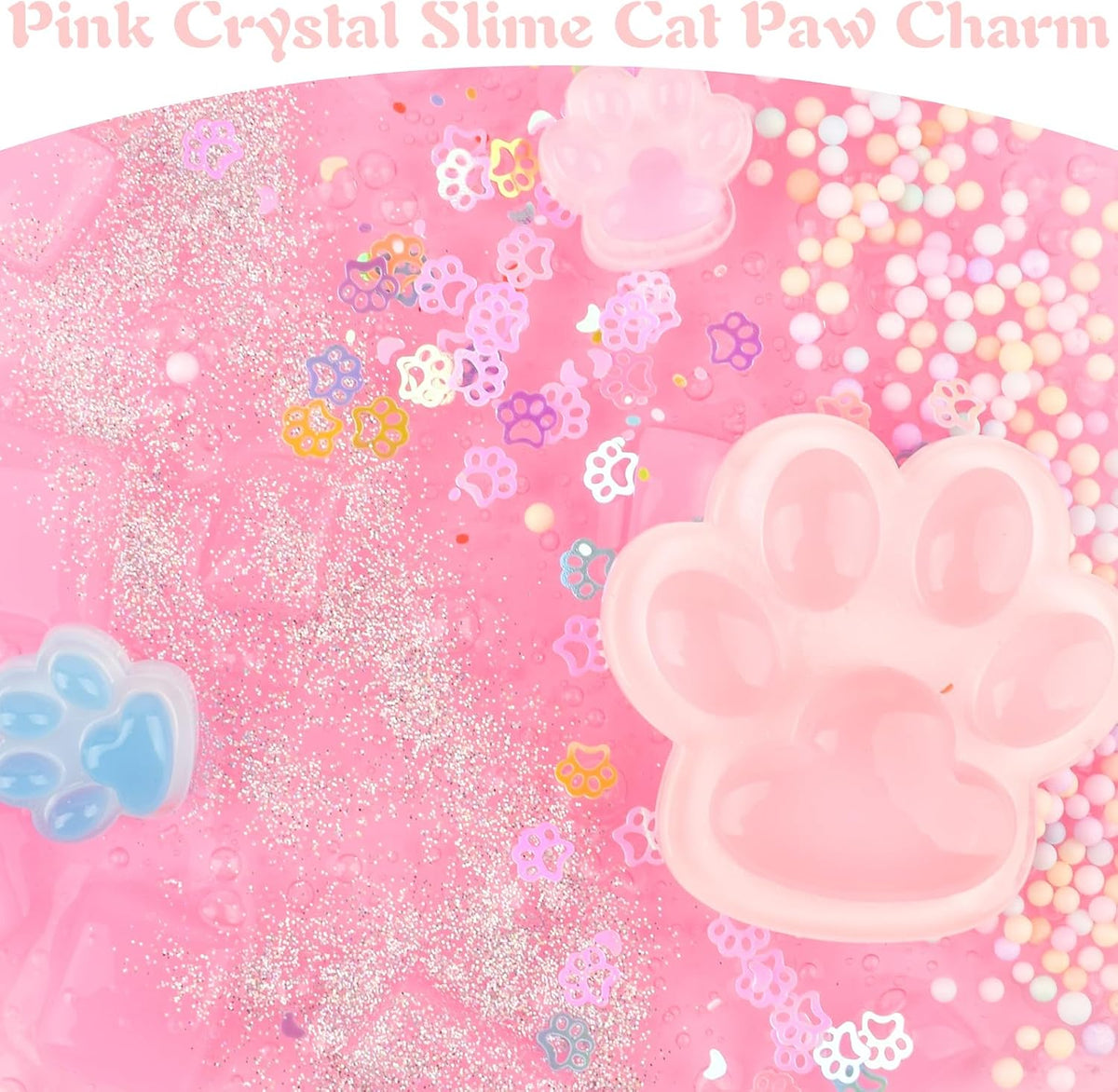 Pink Jelly Crunchy Cat's Paw Slime,Super Soft and Non-Sticky, Great for Birthday Gifts for Girl and Boys,Party Favors,Christmas Stocking Stuffers（300ml）