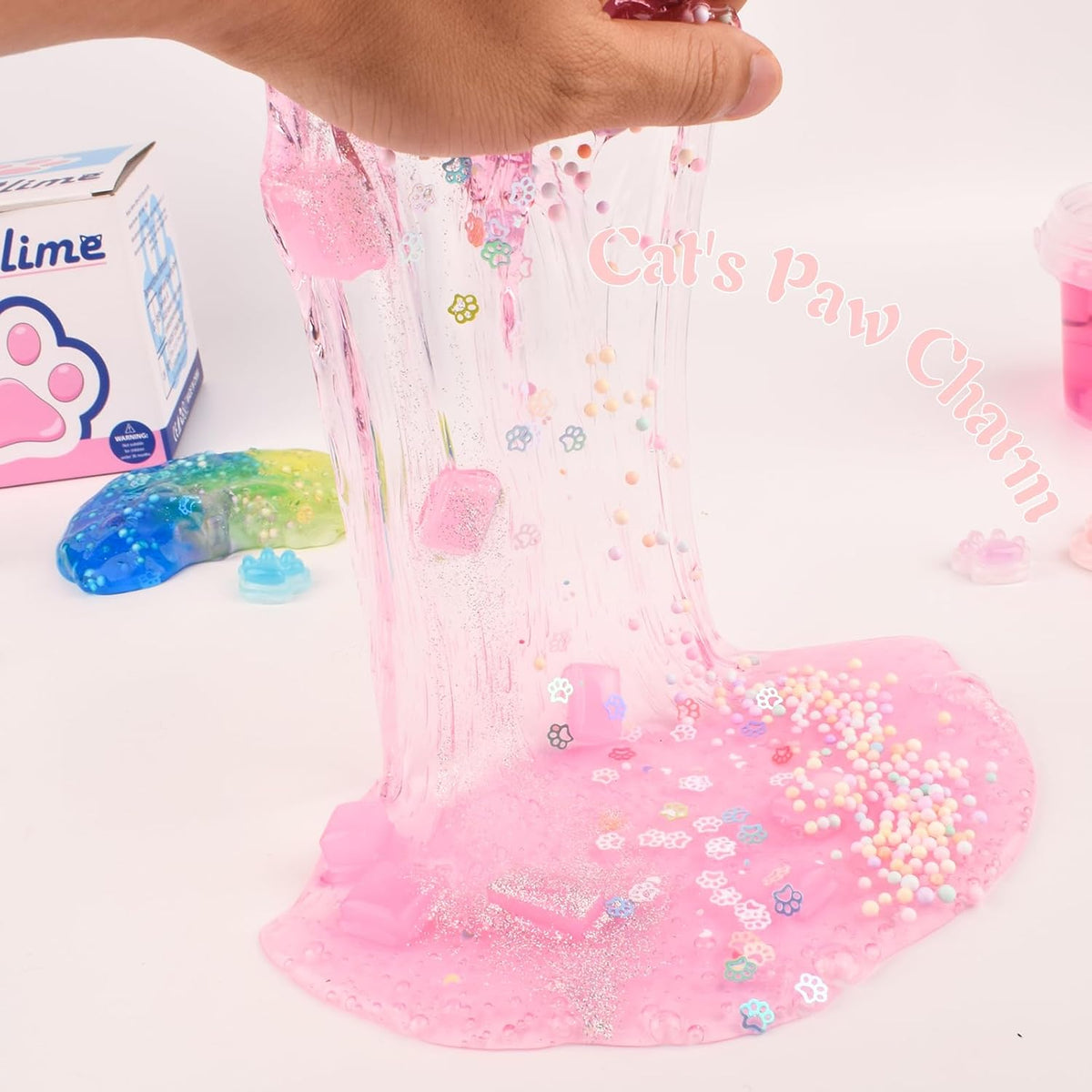 Pink Jelly Crunchy Cat's Paw Slime,Super Soft and Non-Sticky, Great for Birthday Gifts for Girl and Boys,Party Favors,Christmas Stocking Stuffers（300ml）