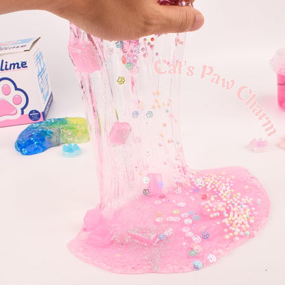Pink Jelly Crunchy Cat's Paw Slime,Super Soft and Non-Sticky, Great for Birthday Gifts for Girl and Boys,Party Favors,Christmas Stocking Stuffers（300ml）