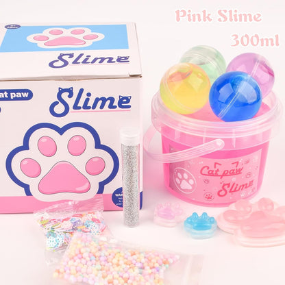 Pink Jelly Crunchy Cat's Paw Slime,Super Soft and Non-Sticky, Great for Birthday Gifts for Girl and Boys,Party Favors,Christmas Stocking Stuffers（300ml）