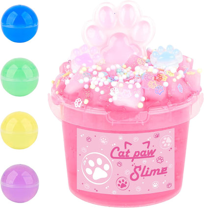 Pink Jelly Crunchy Cat's Paw Slime,Super Soft and Non-Sticky, Great for Birthday Gifts for Girl and Boys,Party Favors,Christmas Stocking Stuffers（300ml）