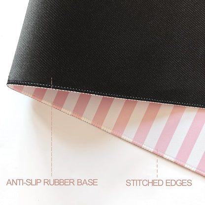 Light Pink Striped Desk Mat Cute Pastel XXL Large Gaming Mouse Pad Desk Pad Kawaii Cozy Aesthetic Keyboard Laptop Computer Mat Home Office Decor for Women