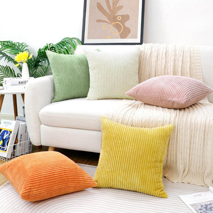 Soft Corduroy Decorative Throw Pillow Covers Blush Pink 20x20 inch