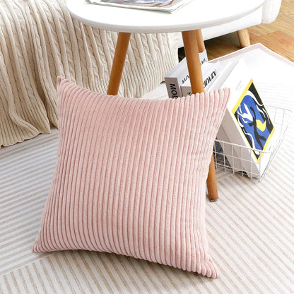 Soft Corduroy Decorative Throw Pillow Covers Blush Pink 20x20 inch