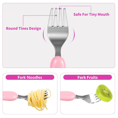 Toddler Fork and Spoon, 6-Pieces Kids Utensils Set (Unicorn)