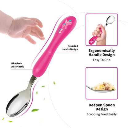 Toddler Fork and Spoon, 6-Pieces Kids Utensils Set (Unicorn)