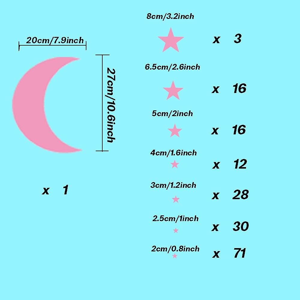 Moon and Stars Wall Decal Vinyl Sticker, Pink