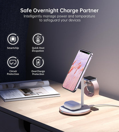 3 in 1 Magnetic Wireless Charging Station for Apple Devices,15W