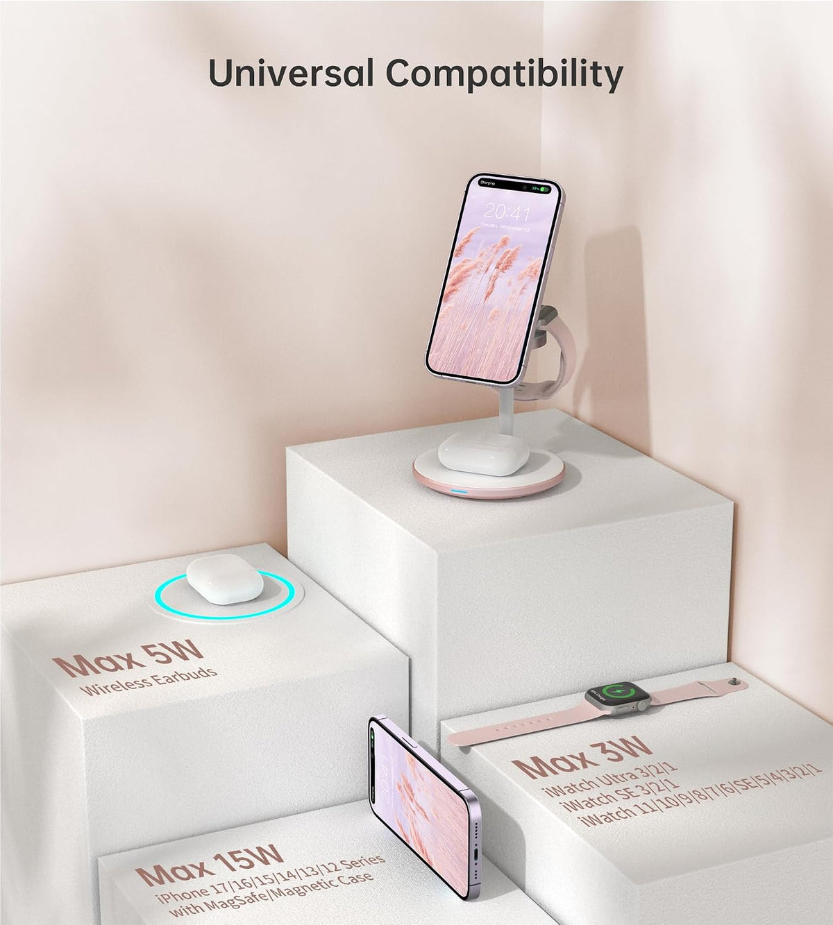3 in 1 Magnetic Wireless Charging Station for Apple Devices,15W