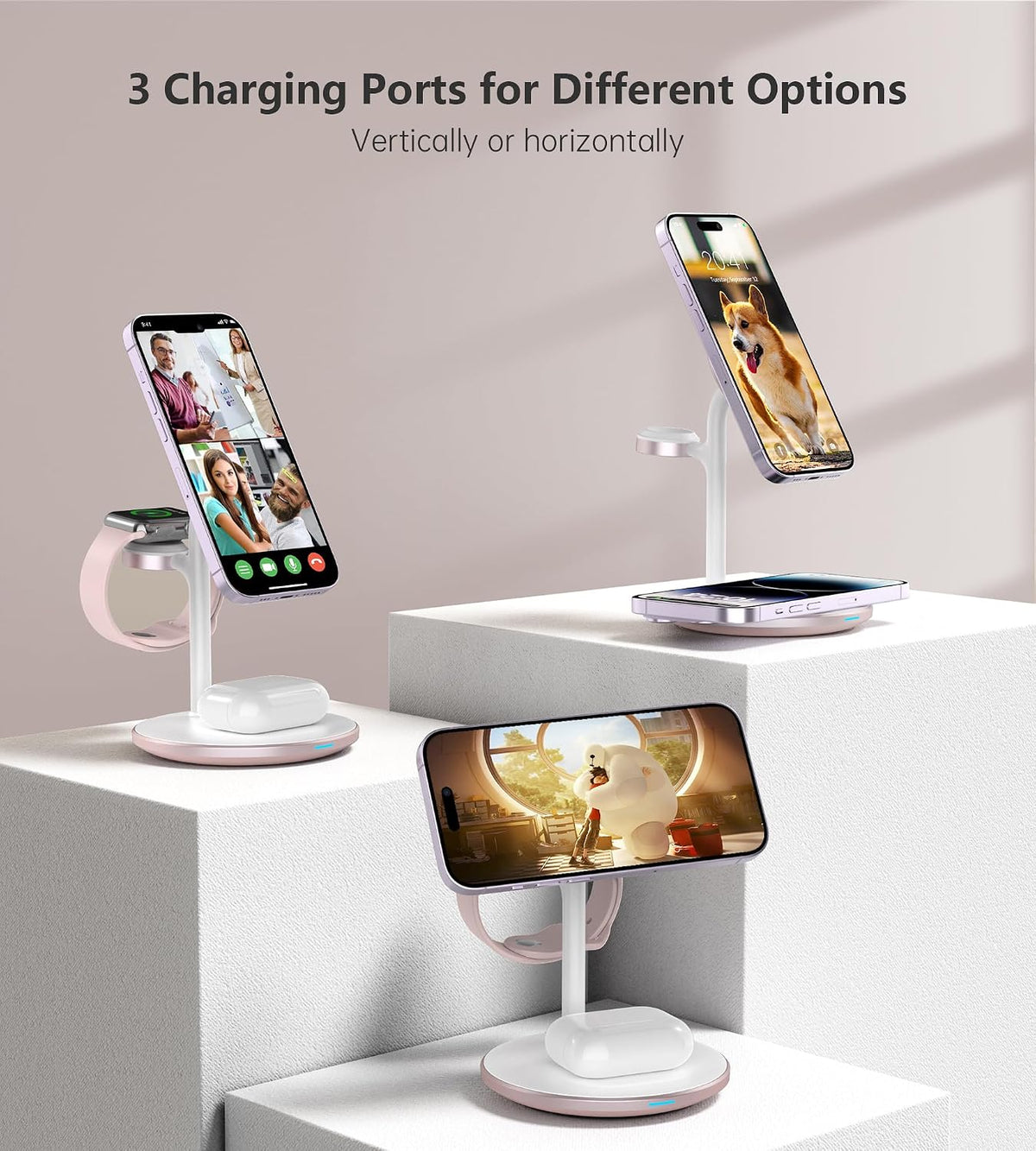 3 in 1 Magnetic Wireless Charging Station for Apple Devices,15W