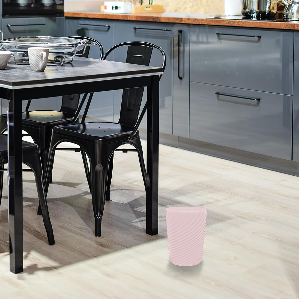 1.8 Gallon Small Trash Can Wastebasket Recycling Bin Slim Profile for Compact Spaces Bathroom, Office, Bedroom, Kitchen (1.8 Gallon, Pink)
