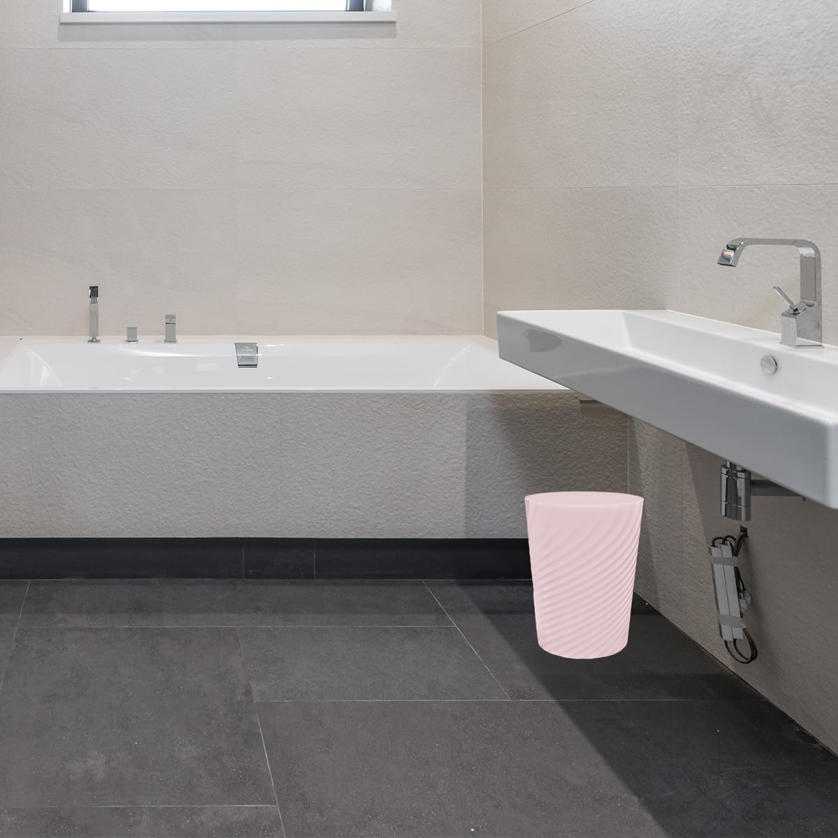 1.8 Gallon Small Trash Can Wastebasket Recycling Bin Slim Profile for Compact Spaces Bathroom, Office, Bedroom, Kitchen (1.8 Gallon, Pink)