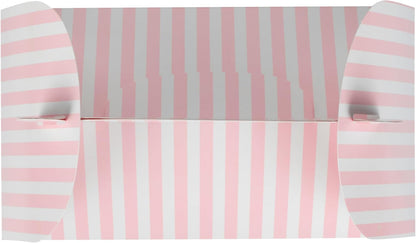 Bio Tek 8.5 x 4.8 x 5.5 Inch Gable Boxes For Party Favors, 25 Attractive Gift Boxes - Striped Design, With Clear PET Window, Pink And White Paper Barn Boxes, Built-In Handle