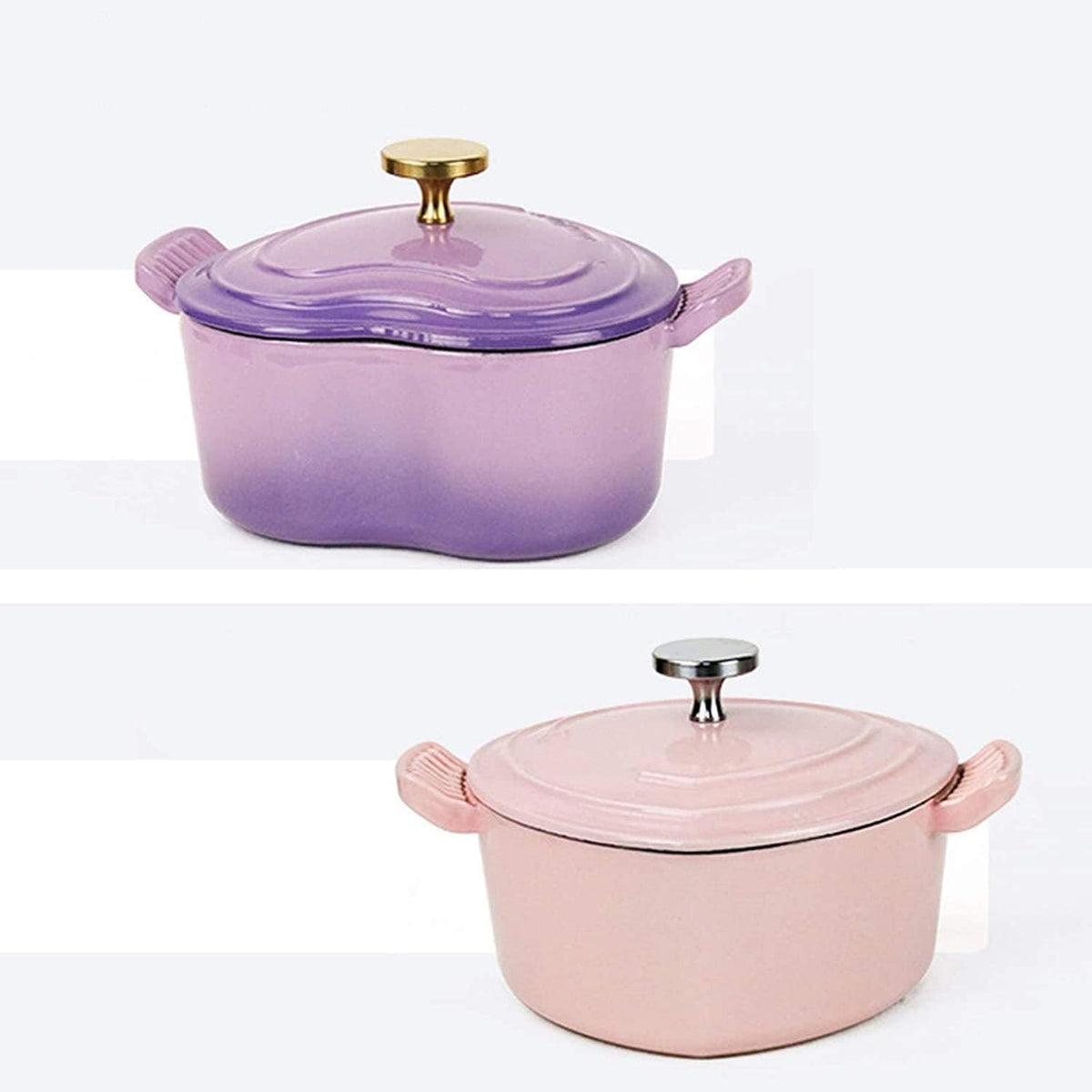 Dutch Oven Pot with Lid, Enameled Cast Iron Coated Dutch Oven,Casserole Dish,Heart-Shaped Enamel Dutch Oven, Professional Enamel Cookware Crock Pot for Slow-Cooking Meats and Vegetables,Pink